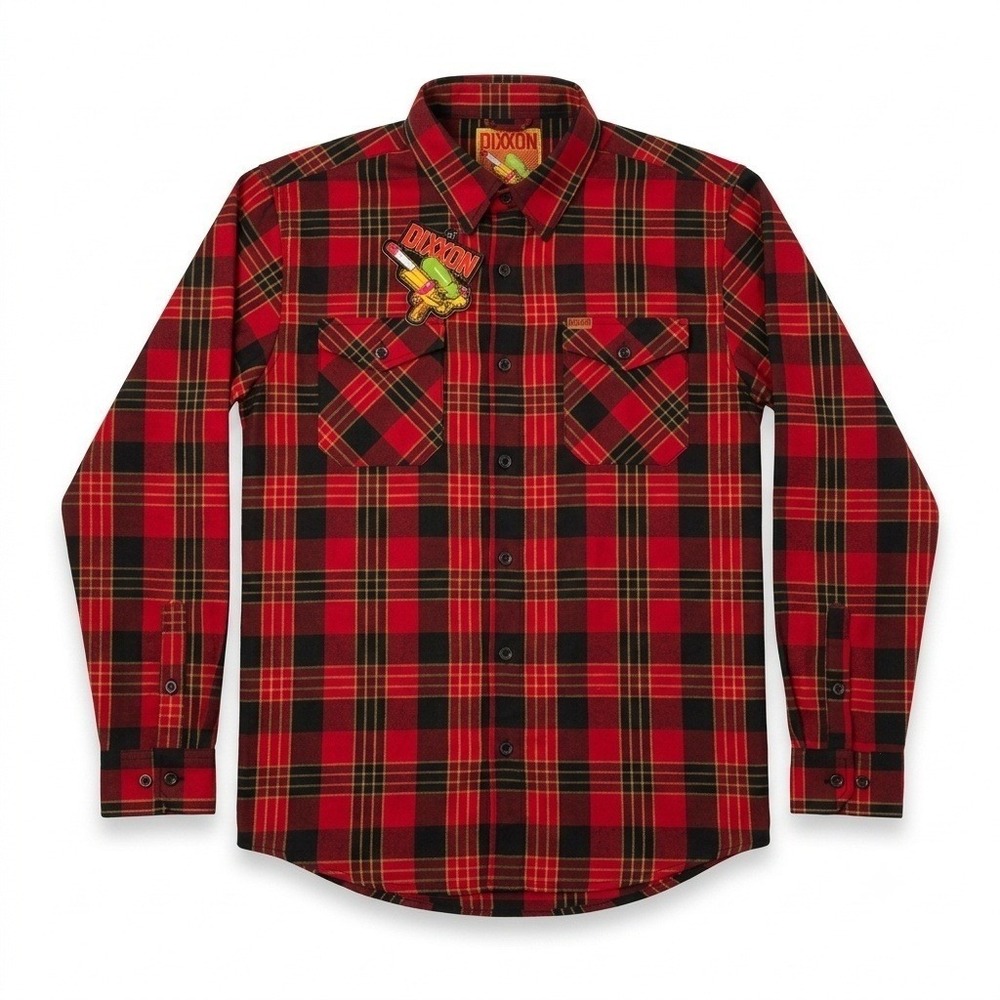 Dixxon Flannel Co Menace Red Black Plaid D-Tech Shirt Mens 2XL New With Tags